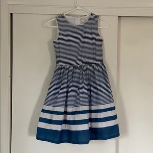Blue and white striped dress
